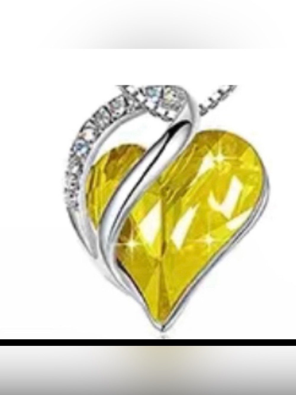 NWT! (Yellow) Love Heart Pendant Necklace Jewelry Gift.